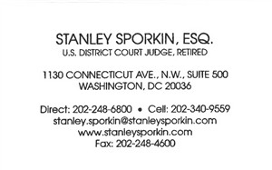 Sporkin, Stanley - Business Card